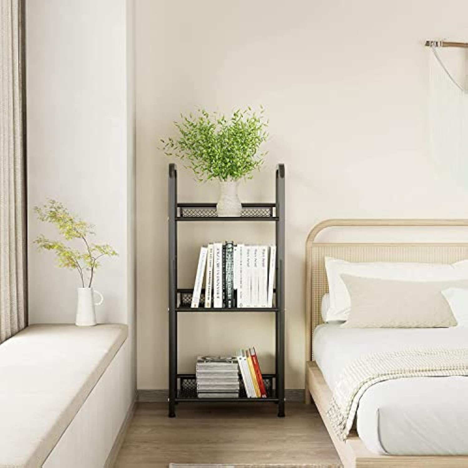 Freestanding Storage Rack Metal Bookshelf for Living Room