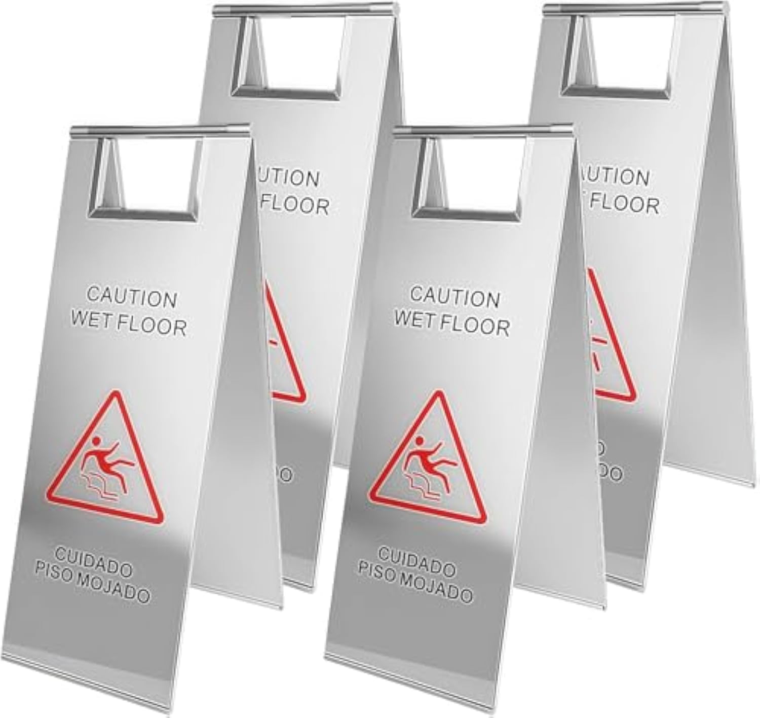 Portable Handle Stainless Steel Wet Floor Caution Sign for Restaurant ﻿