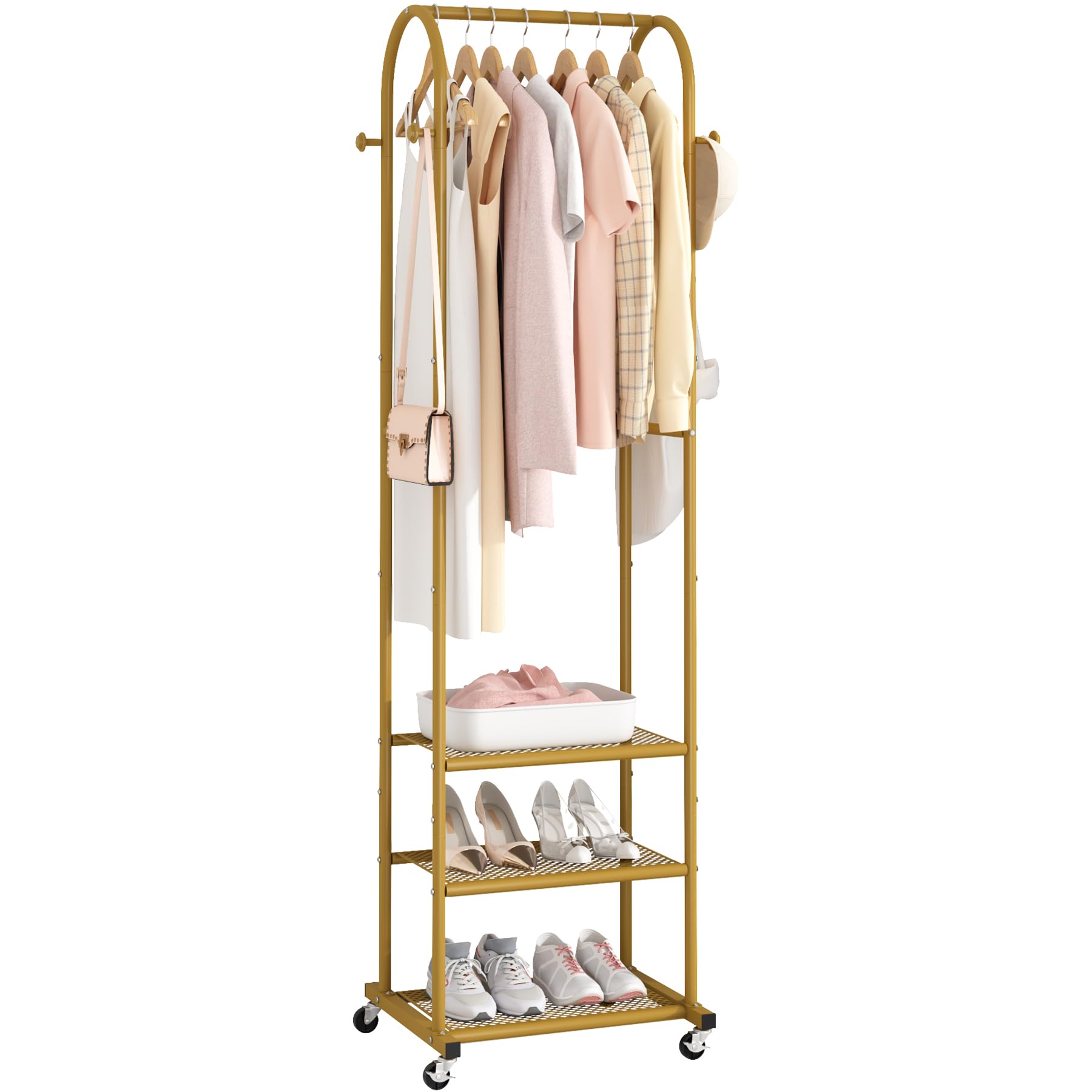 Gold Metal Multi-layer Storage Shelf | Clothes Rack